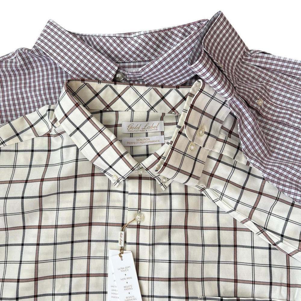 Roundtree Yorke Non Iron Perfect‎ Performance Button Down Shirt 4XT Bundle Of 2